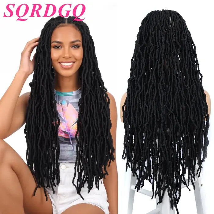 Dreadlocks perruques tressées Locs synthétiques pleine perruque de dentelle tresses féminines