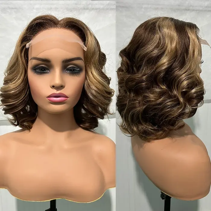 100% malaisie cheveux 250 densité Double dessiné P4 27 Ombre mettre en évidence vague rebondissante