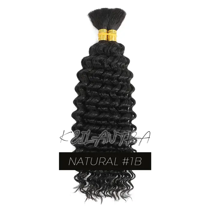 Boho tresses cheveux humains bouclés cheveux paquets en vrac pour tressage vague profonde 2 paquets 