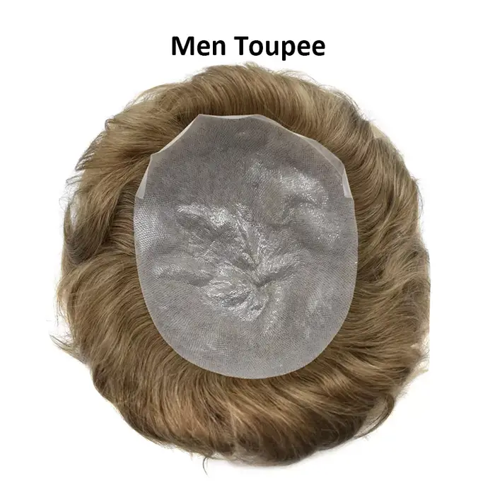 Full PU 0.02-0.03mm Vloop homme toupet indien perruques de cheveux humains peau Super mince hommes prothèse capillaire