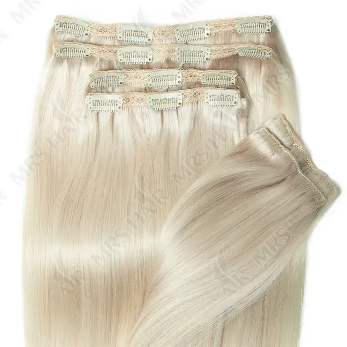 Extensions de cheveux humains à clipser, machine Remy, 24 pouces, 240g, tête complète, vrais cheveux