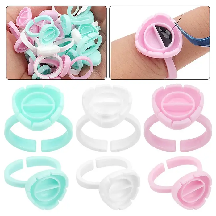Aireishi vente en gros 100 pièces/sac d'extension de cils jetable colle anneau tasse tatouage Pigment support conteneur