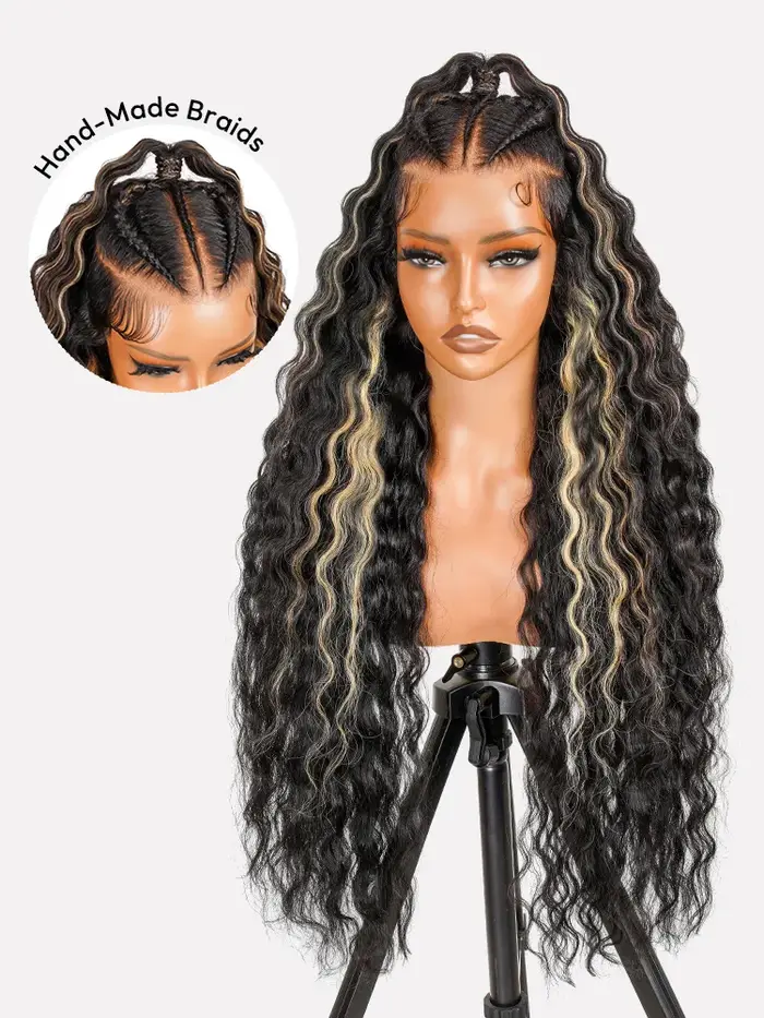 Alipearl cheveux sans colle mettre en évidence styliste perruque prêt à emporter pré-max serti ondul