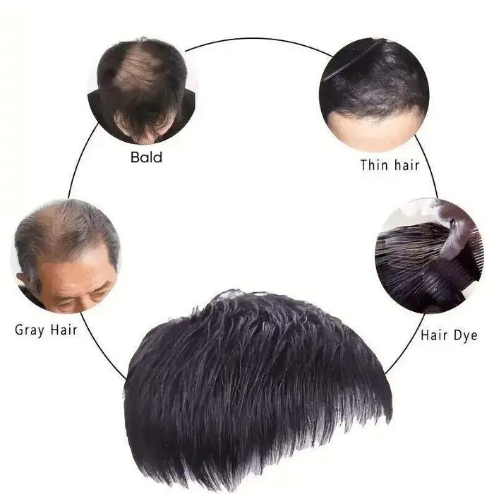 Perruque synthétique courte noire pour hommes