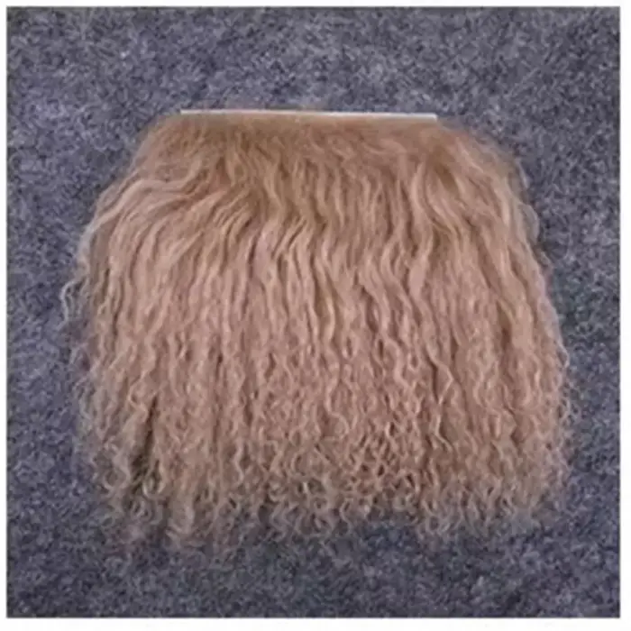 Mignon mongolie fourrure peau de mouton laine Extensions bouclés Texture rangée de cheveux