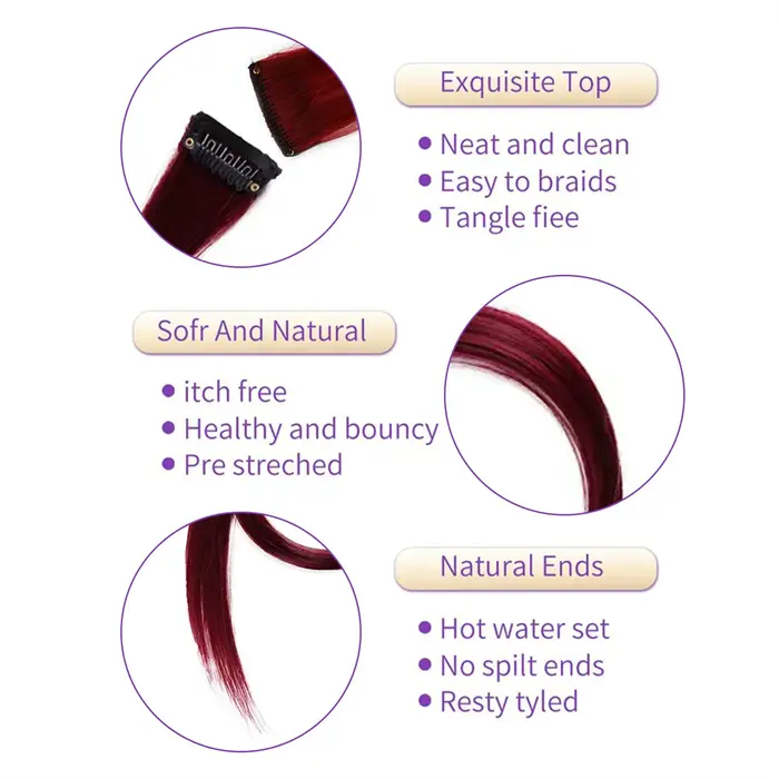 5 pièces/ensemble cheveux longs raides dans les Extensions pince synthétique