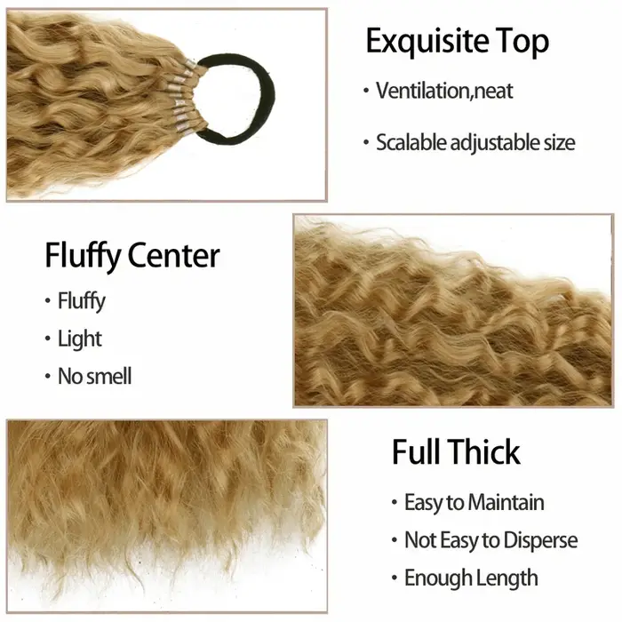 Extension capillaire synthétique longue bouclée de 18 pouces
