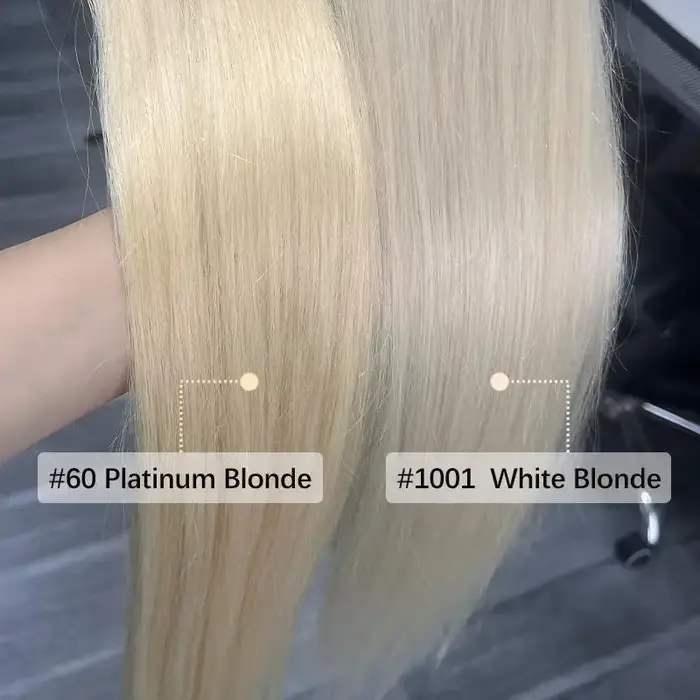 Blond Blanc Personnalisé 1001 # Extensions de cheveux à pointe plate
