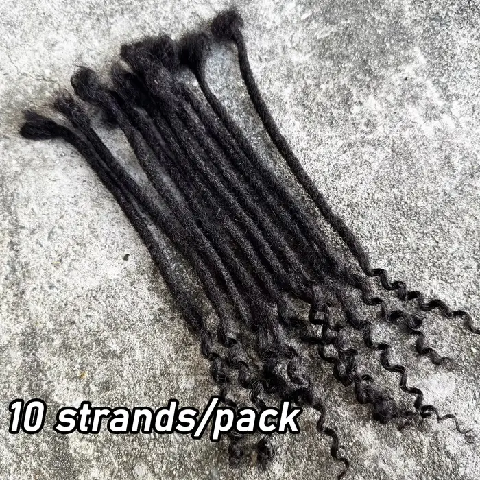 Extensions de dreadlocks en cheveux humains de 8 à 14 pouces, largeur 0,6 cm, avec pointes bouclées, faits à la main, extensions permanentes, peuvent être teintes pour hommes/femmes