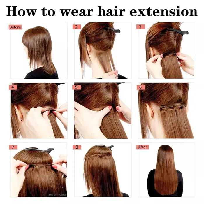 Extensions de Cheveux Synthétiques Longs et Lisses