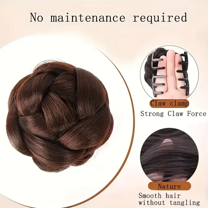 4 pouces synthétique pince à saisir paresseux cheveux tresse tressé chignon perruque femmes basse cr