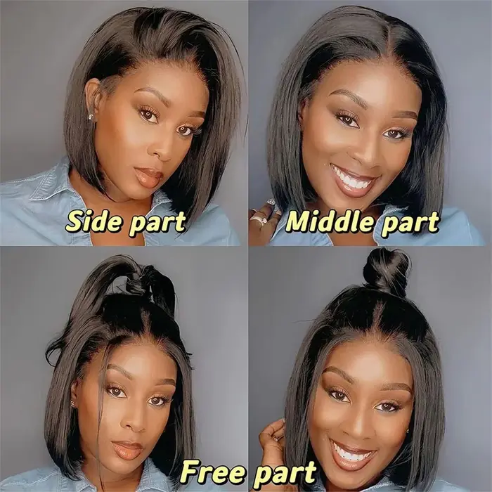 WiggKnitting-Perruque Bob Lace Front Wig Naturelle Lisse, Cheveux Courts, 4x4, 13 Tages, HD