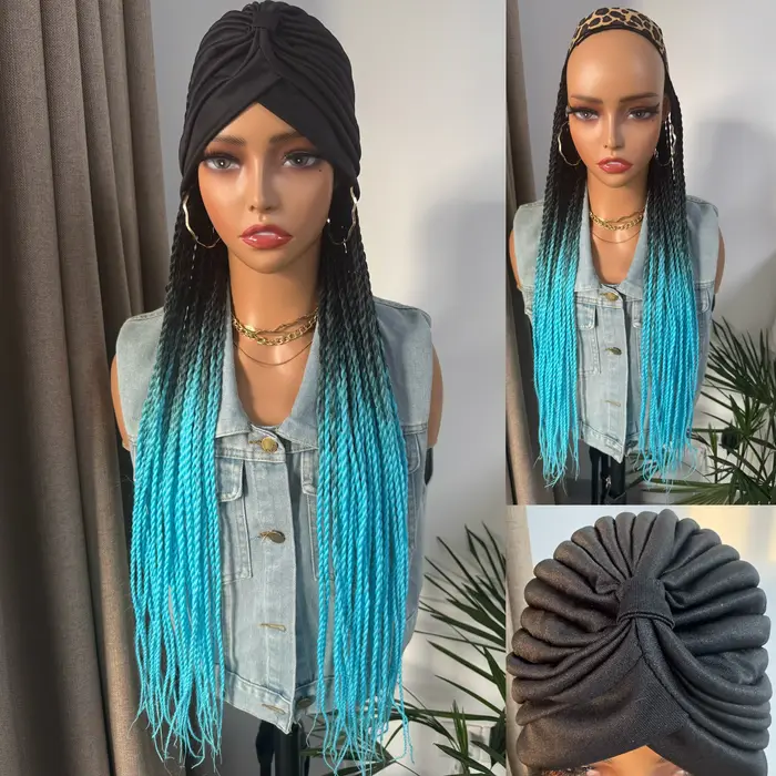 Perruque synthétique torsadée sénégalaise ombrée pour femme