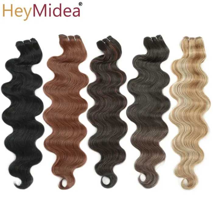 Extensions de cheveux synthétiques naturels Body Wave, tissage en mèches, Ombré Blond Piano, épaisseur 'Loose Deep', pour queue de cheval