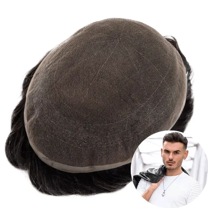 Toupet pour homme 100% cheveux humains | Perruque à base de dentelle complète