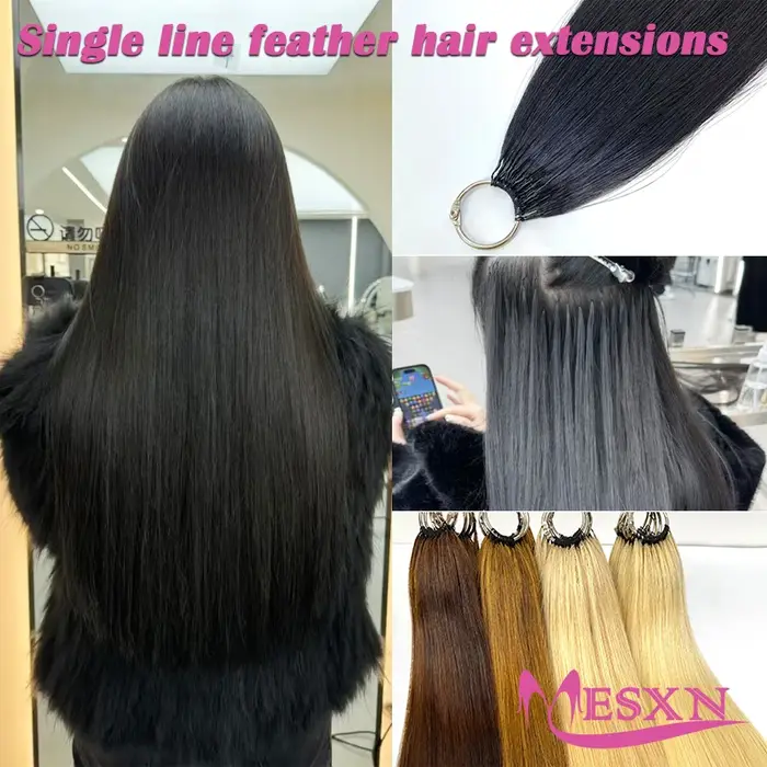 MESXN Third Feather Nouvelles extensions de cheveux lisses naturels