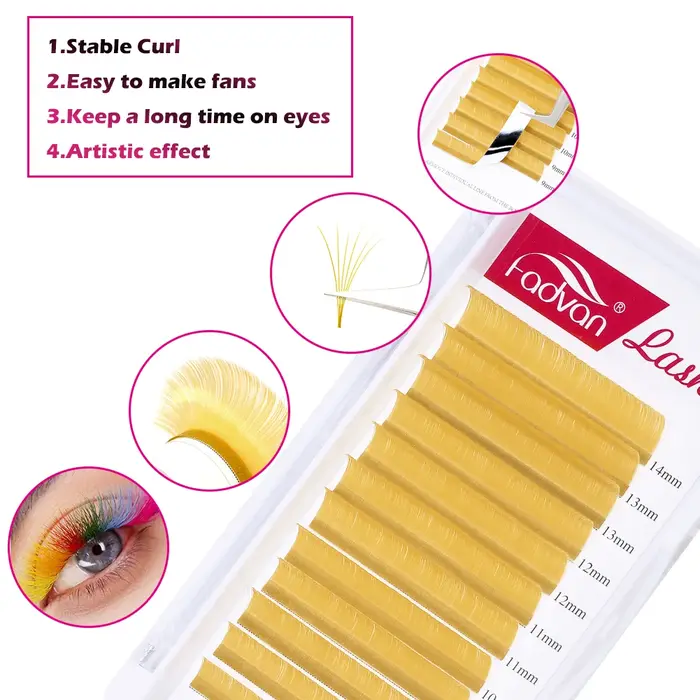 Extensions de cils Fadvan colorées à éventail facile