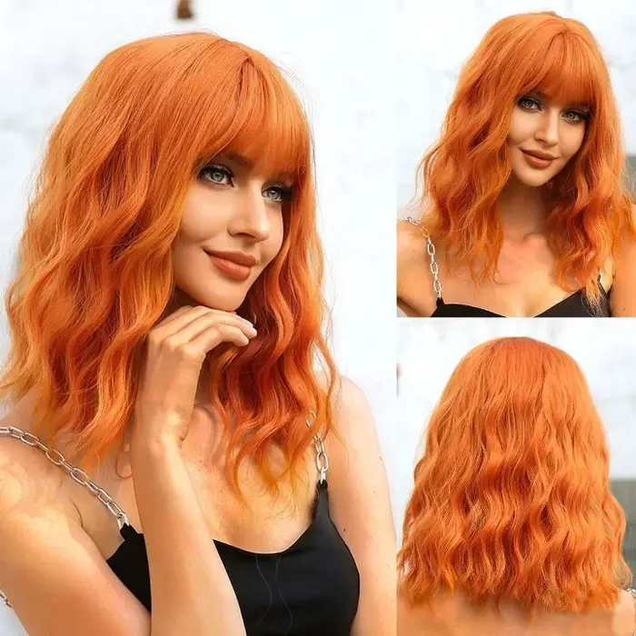 Perruque synthétique ombrée marron à blond