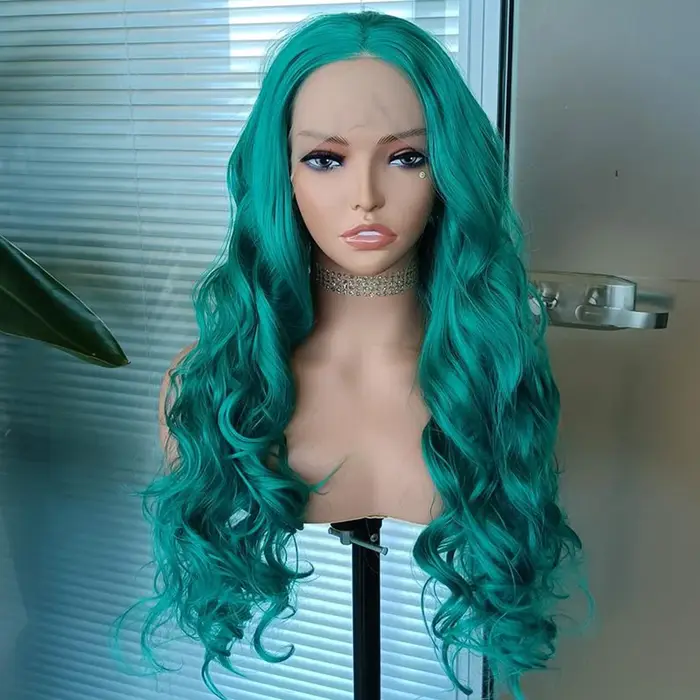 Perruque Lace Front Wig synthétique vert foncé 13x4