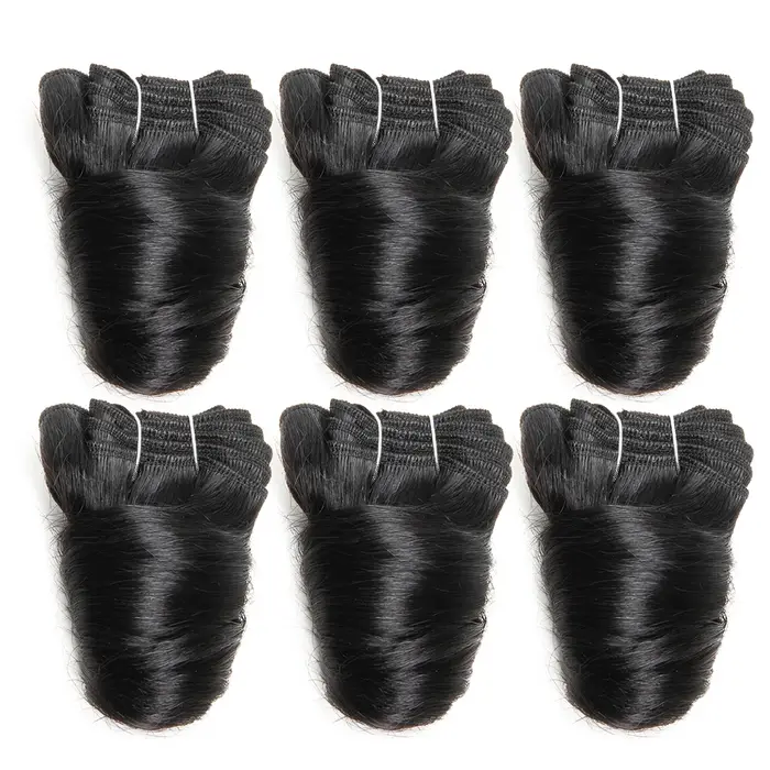 MISY-Mèches Brésiliennes Naturelles Courtes Bouclées, Extensions de Cheveux à Double Proximité, 8 Po