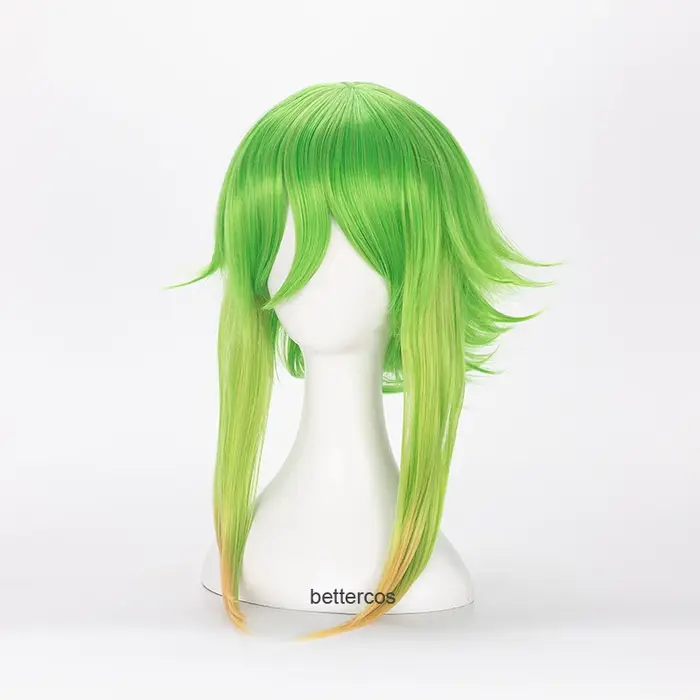 Vocaloid Megpoid Gumi Cosplay perruque 45 cm vert doré Ombre courte couches moelleux résistant à la chaleur synthétique