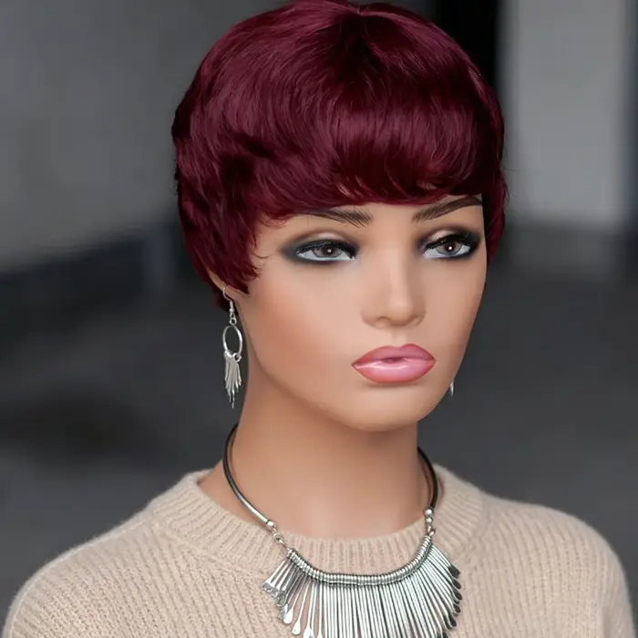 Perruque courte pour femme en cheveux humains