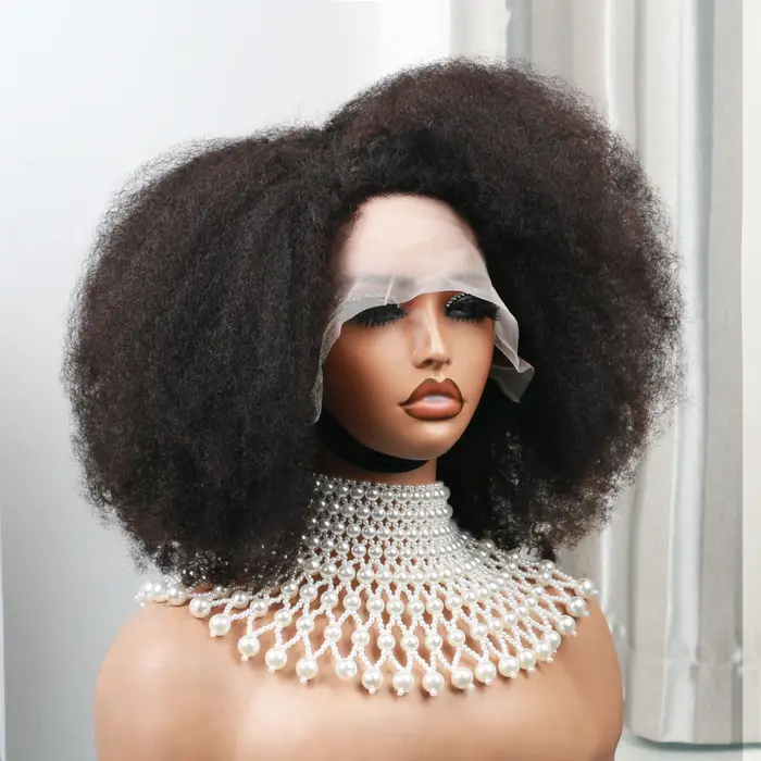 Perruques Courtes Afro Bouclées Kinky 13x4x2 T Part Lace Wigs, Perruques Courtes Bob en Cheveux Huma