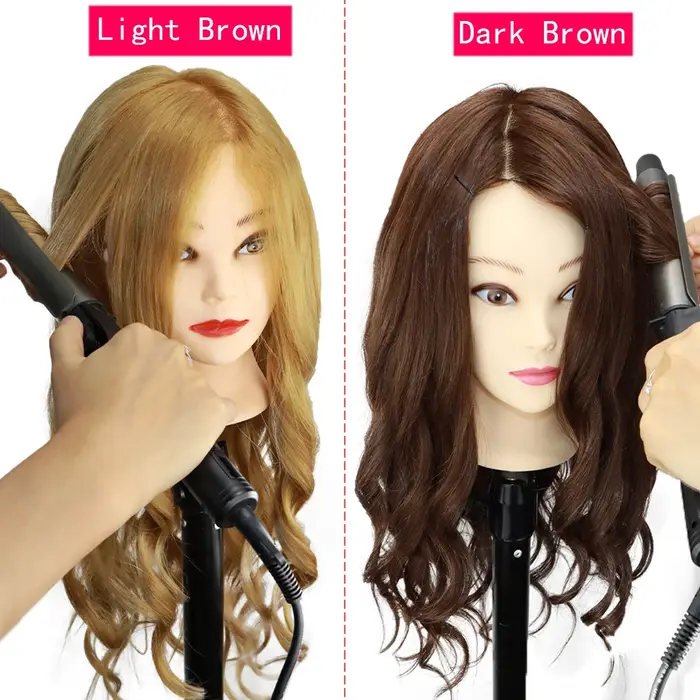 Tête de poupée colorée avec 85% cheveux humains mélangés de 60cm pour coiffeurs tête de Mannequin co
