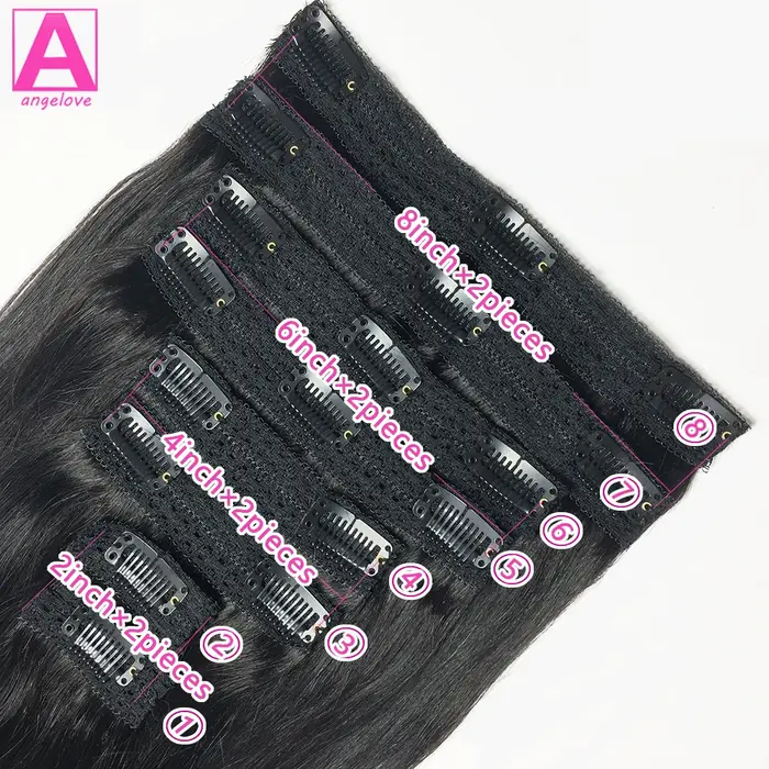 Extensions de cheveux brésiliens Remy à clips