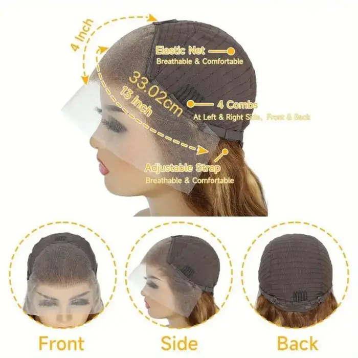 Perruque bouclée avec mèches 13x4 en dentelle frontale, perruques de cheveux humains pour femmes, sa