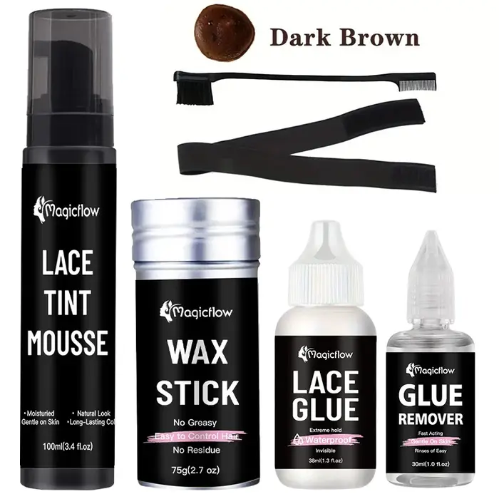 Kit de coiffure d'installation de perruque 6 pièces: Mousse de teinte de dentelle