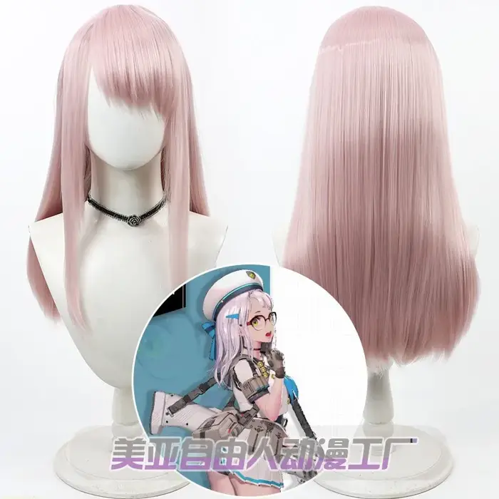 Anime déesse de la victoire: Nikke néon Cosplay perruque rose résistant à la chaleur cheveux synthét