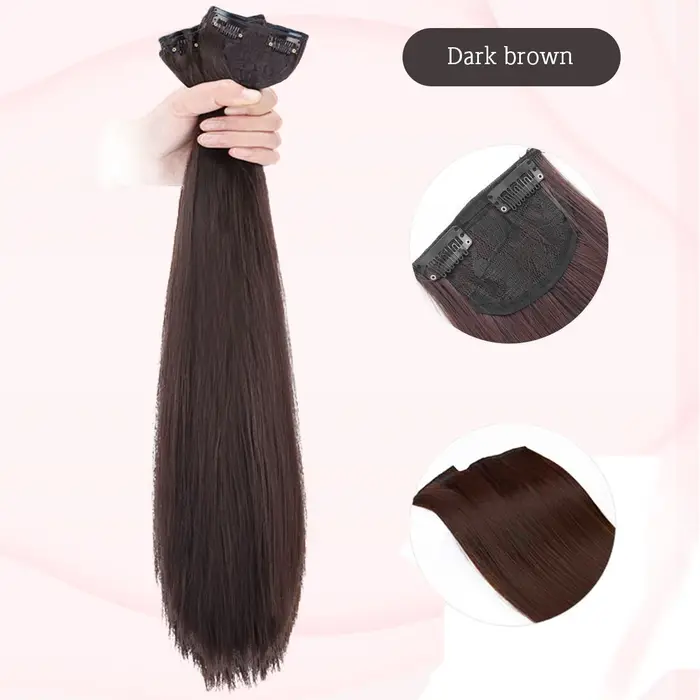 Tecinvisible-Perruque synthétique 16-24 pouces pour femme, extension capillaire, trois raides pour a