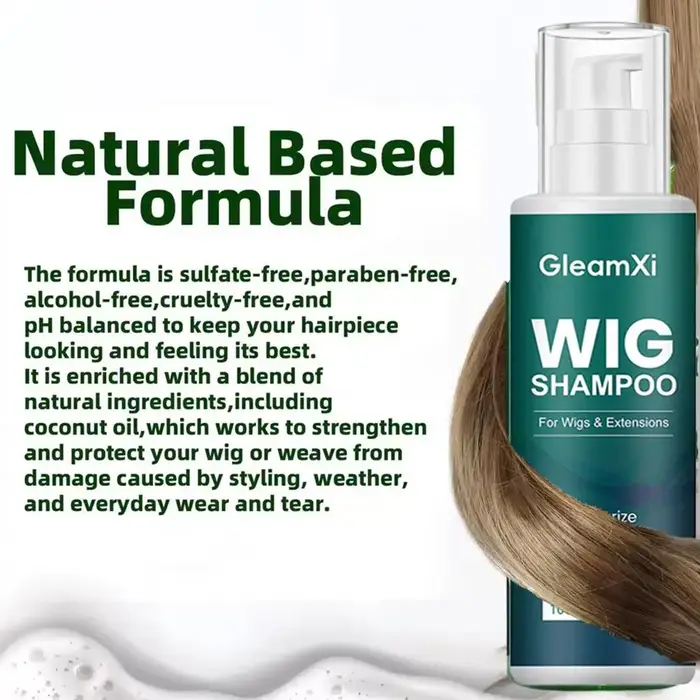 Shampooing pour perruques GleamXi, nettoyage doux, hydratant, pour perruques synthétiques et en cheveux humains, soin et entretien, 100 ml