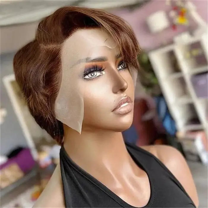 Perruque Bob Brésilienne Coupe Pixie pour Femme