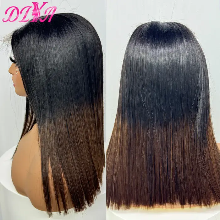 Perruque Lace Closure Wig Naturelle Brésilienne, Cheveux Lisses, Double Proximité, HD, 1BT4, 16A, 2x
