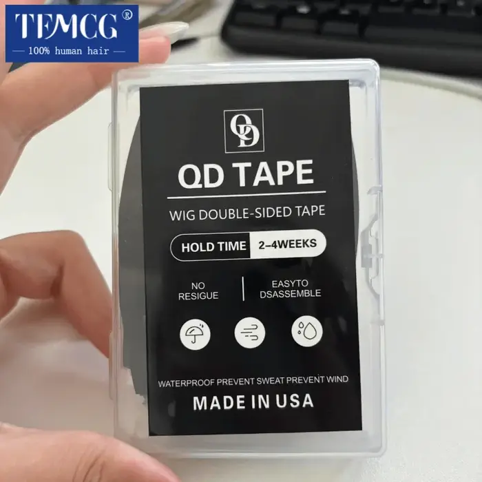 36 pièces 7.6 cm * 2.2 cm noir XD ruban double face avec trous dentelle avant perruque bande arc