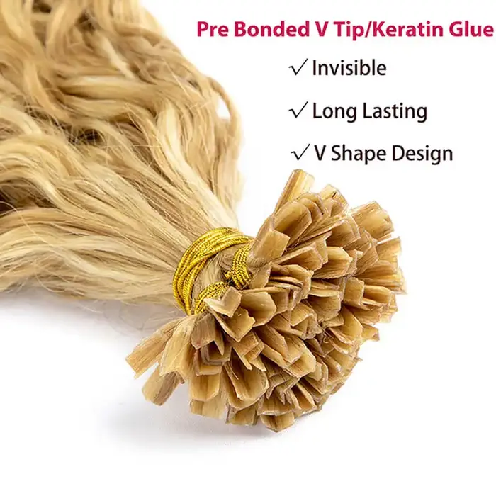 Extensions de cheveux humains à pointe en V