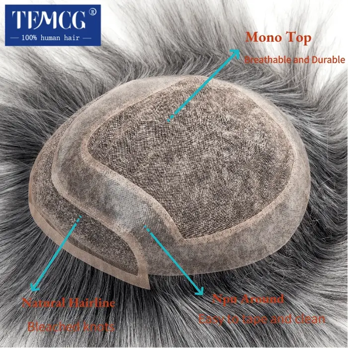 Perruque Lace Front Wig haline naturelle pour hommes