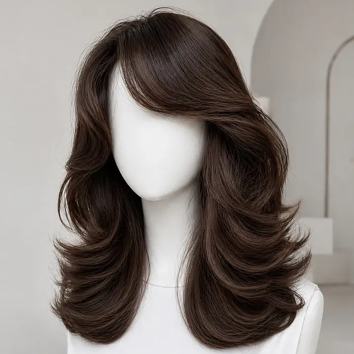 Perruque 24' ondulée en cheveux humains 100% naturels