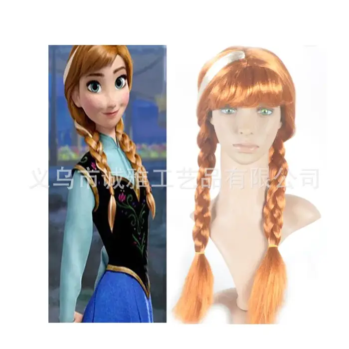 Perruque de cosplay Anna, accessoire de princesse, postiche pour Halloween, perruque synthétique pour jeu de rôle Anna