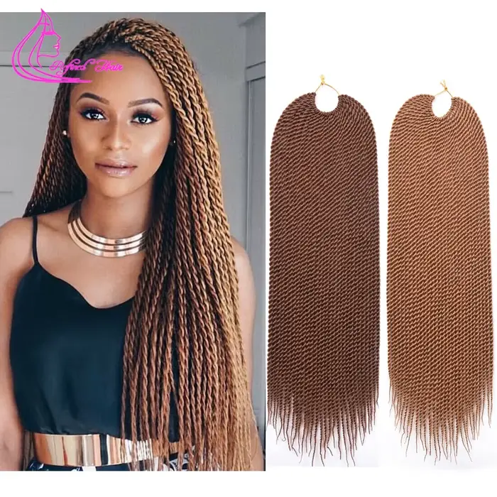 Cheveux raffinés synthétiques petites tresses au Crochet tresse torsadée sénégalaise 30 racines/pièce Extensions