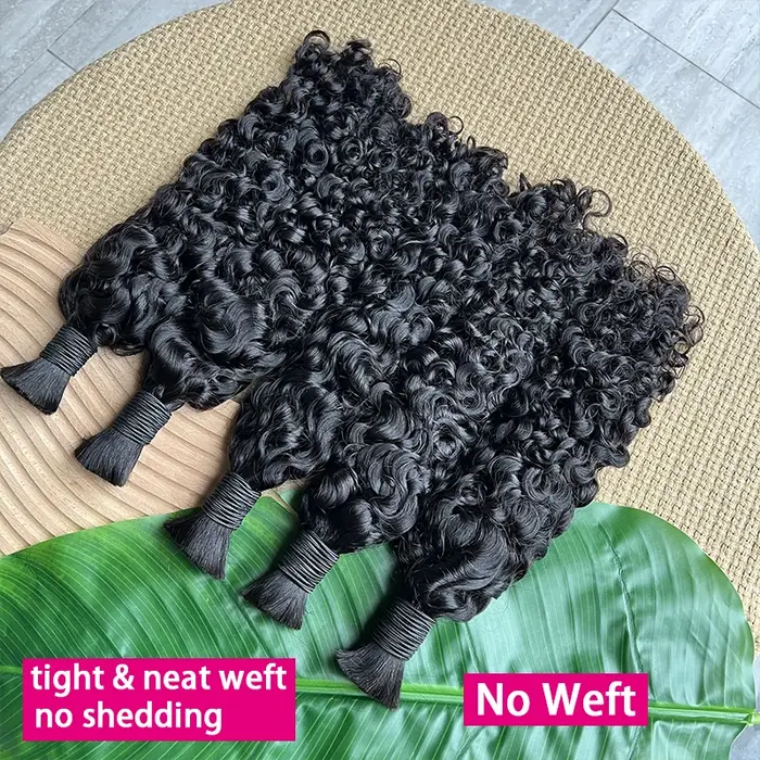 Cheveux humains en vrac bruts pour tresser en gros birmans bouclés Boho tresses Extensions de cheveu