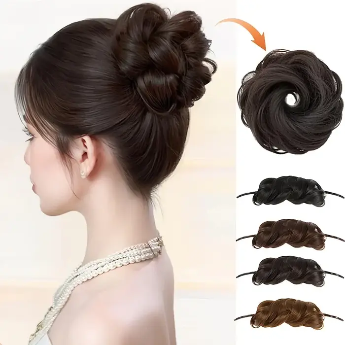 Extensions capillaires synthétiques à chignon auto-enroulement réglables pour augmenter le Volume des cheveux