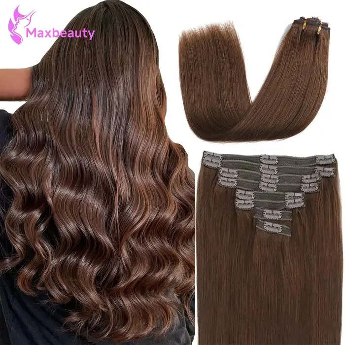 Extensions à clips brun chocolat