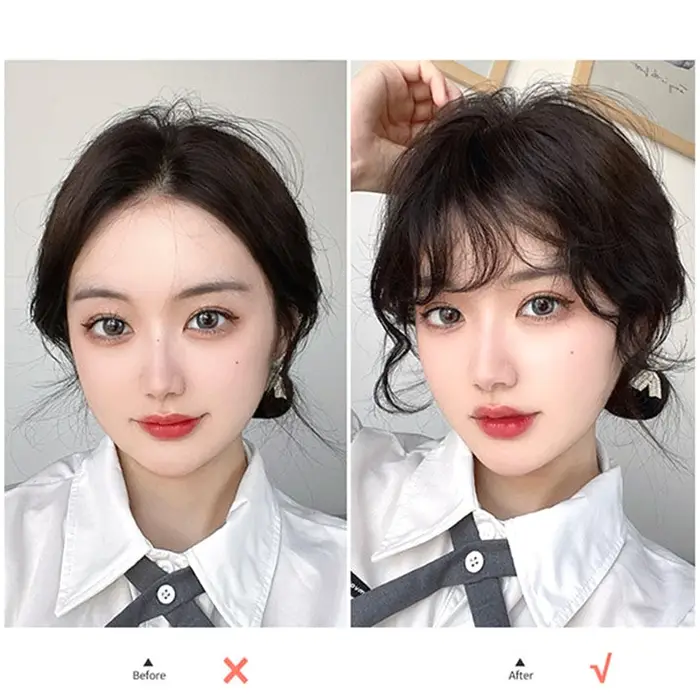 Extension de cheveux bouclés à frange d'air