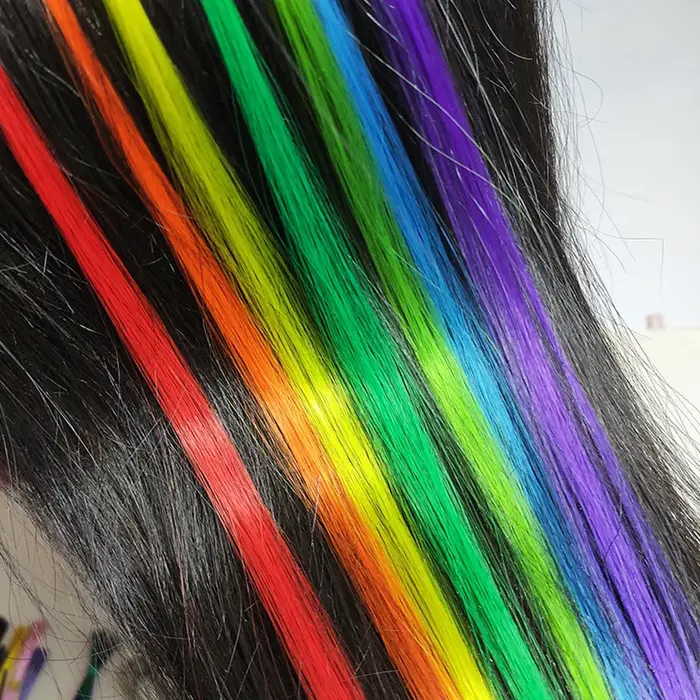 Teinture capillaire synthétique arc-en-ciel faux Extensions de cheveux colorés Kanekalon i-tip kératine Fusion pour