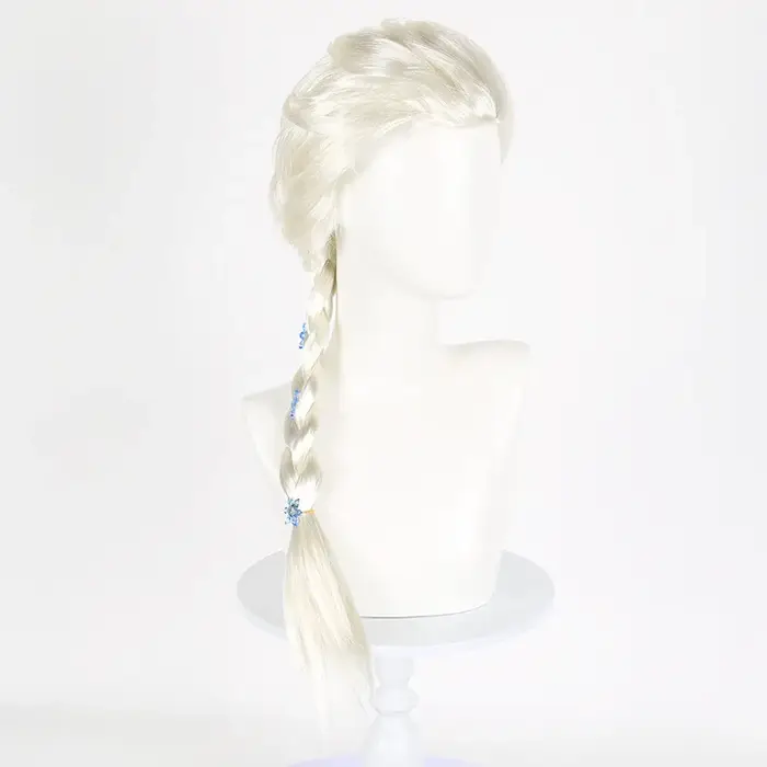Ensemble de perruques tressées de 70cm de long avec couronne et baguette magique
