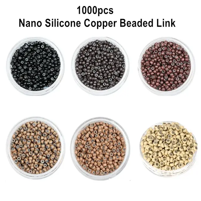 1000 pièces 3mm Nano Silicone doublé Micro anneau perles d'extension de cheveux