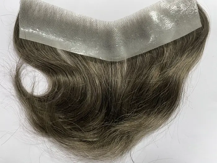 Toupet brun en PU naturel pour hommes